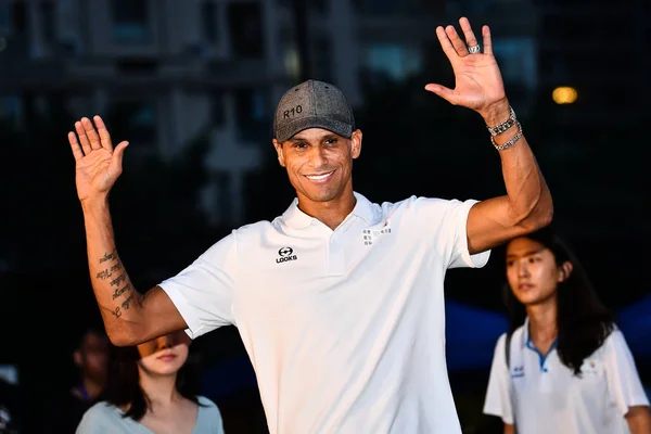 Estrela Futebol Brasileiro Rivaldo Participa Evet Promocional Durante Sua Turnê — Fotografia de Stock