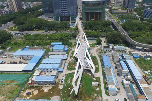 Eine Luftaufnahme Eines Bau Befindlichen Kilometer Langen Skywalk Futian District — Stockfoto