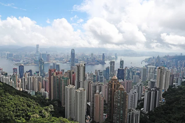 Vista Rascacielos Edificios Oficinas Largo Del Puerto Victoria Hong Kong —  Fotos de Stock