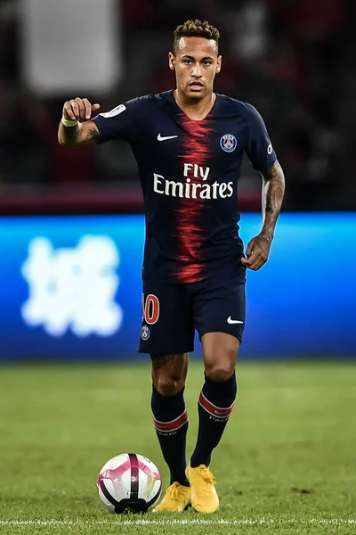 Neymar Von Paris Saint Germain Dribbelt Bei Der Trophäe Des — Stockfoto