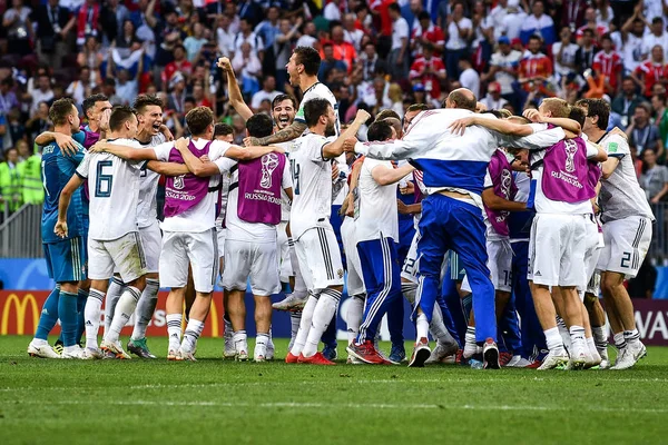 Players Russia Celebrate Defeating Spain Match 2018 Fifa World Cup — Stock Photo, Image