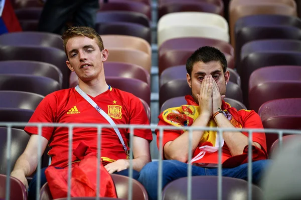 Spanish Fans Weep Luzhniki Stadium Spain Defeated Russia Match 2018 — Stock Photo, Image