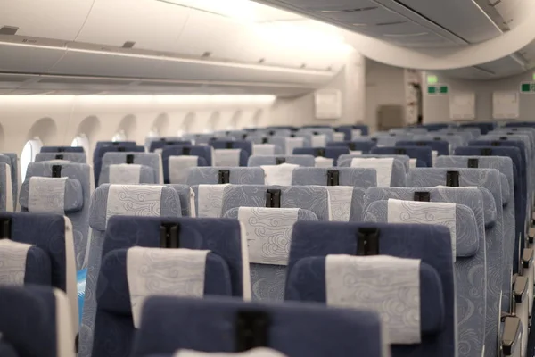 Vista Interior Classe Econômica Para Primeiro Avião Jato Airbus A350 — Fotografia de Stock