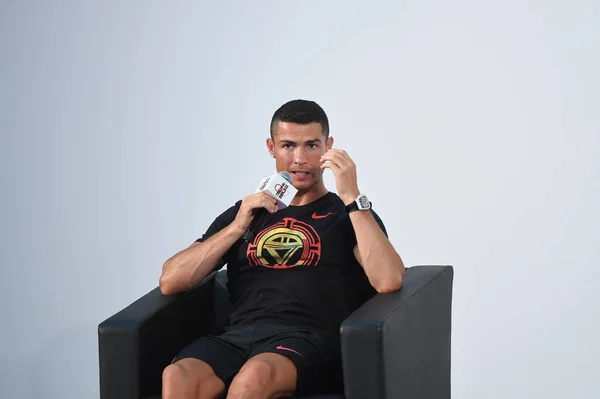 Calciatore Portoghese Cristiano Ronaldo Della Juventus Partecipa Intervista Durante Active — Foto Stock