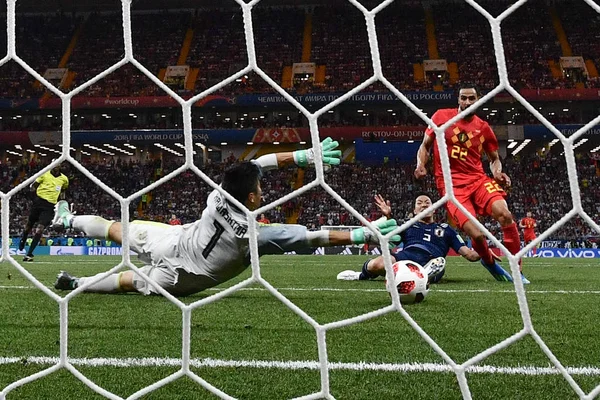 Nacer Chadli Belgium Shoots Score Goal Japan Match 2018 Fifa — Stock Photo, Image