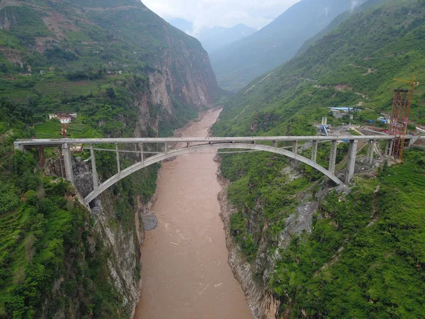 Cars Drive Yingge Bridge Which Replaced Cableway Trial Run Yingge — Stock Photo, Image