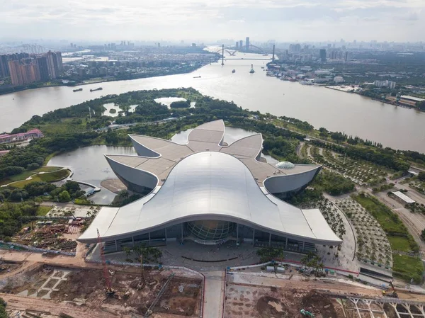 Flygfoto Guangdong Science Center Med Formen Jätte Bombax Ceiba Guangzhou — Stockfoto