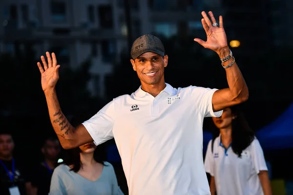 Estrela Futebol Brasileiro Rivaldo Participa Evet Promocional Durante Sua Turnê — Fotografia de Stock