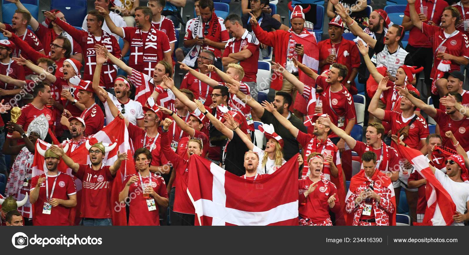 Danish Football Fans Shout Wave Flags Show Support Denmark Match – Editorial Photo © ChinaImages #234416390