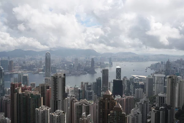 Vista Rascacielos Edificios Oficinas Largo Del Puerto Victoria Hong Kong —  Fotos de Stock