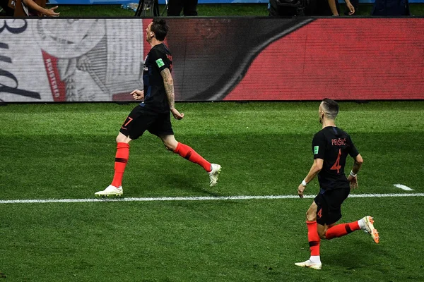 Mario Mandzukic Verliet Van Kroatië Viert Met Ivan Perisic Het — Stockfoto