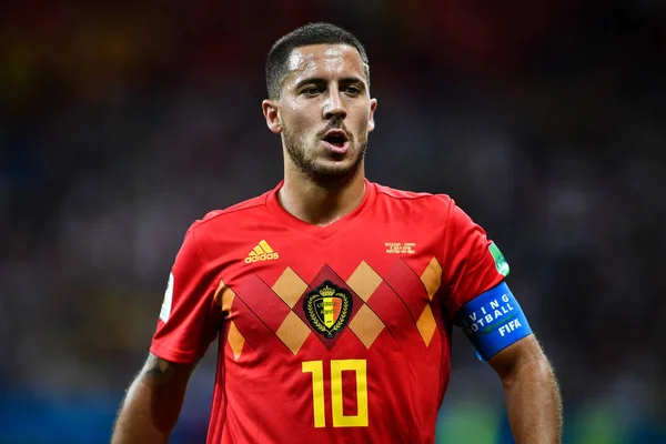 Eden Hazard Van België Reageert Hun Ronde Van Wedstrijd Tegen — Stockfoto