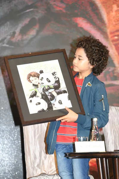 Estrella Infantil Estadounidense Noah Cottrell Asiste Una Conferencia Prensa Para — Foto de Stock