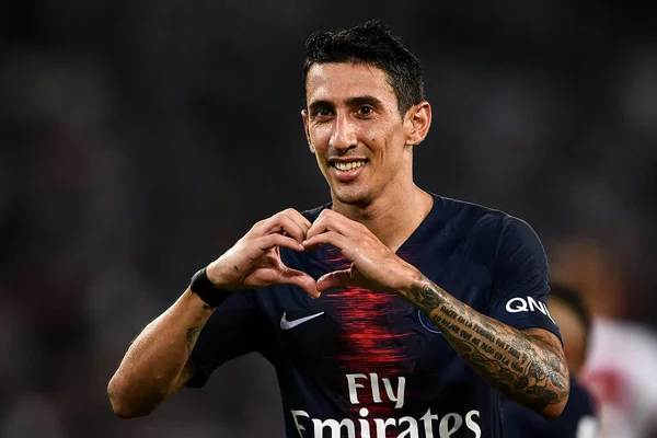 Angel Maria Paris Saint Germain Celebrates Scoring Psg Fourth Goal — Stock Photo, Image