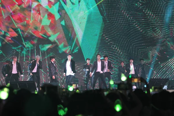 Membros Boy Band Sul Coreana Got7 Apresentam Durante Concerto Turnê — Fotografia de Stock