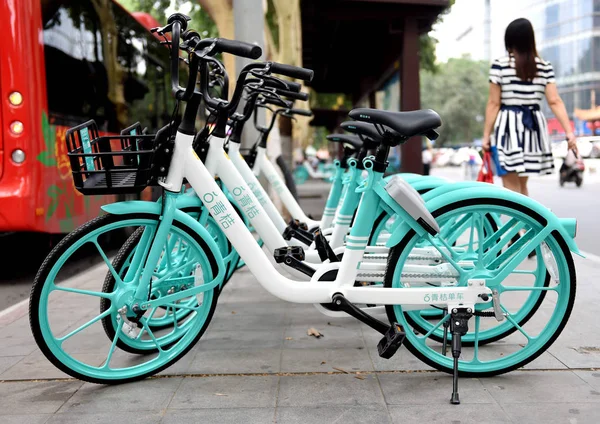 Qingju Shared Bikes Der Eigene Fahrrad Sharing Service Des Chinesischen — Stockfoto