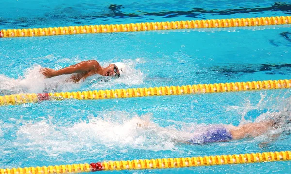 2018年亚运会 中国男子4X100自由泳接力队将参加2018年亚运会男子4 100米自由泳接力决赛 正式名称为第18届亚运会 又称2018年雅加达帕伦邦 2018年8月22日在印度尼西亚雅加达举行 — 图库照片