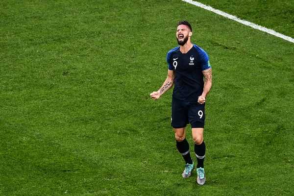 Олів Giroud Франції Реагує Після Зниклих Вести Зйомку Проти Бельгії — стокове фото