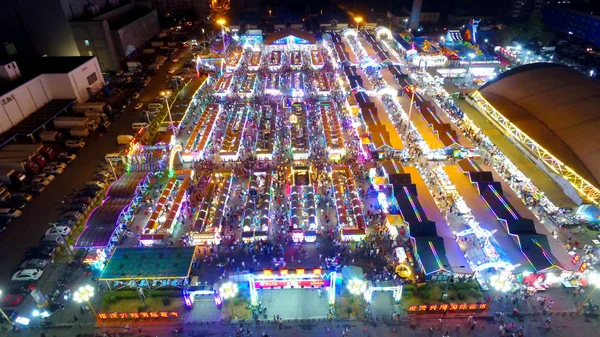 Légi Felvétel Xingshun Nemzetközi Night Market Híres Hogy Ázsia Legnagyobb — Stock Fotó