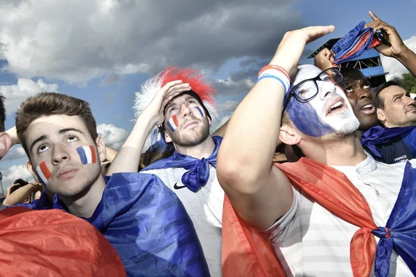 Fãs Franceses Comemoram Depois Que França Derrotou Uruguai Partida Quartas — Fotografia de Stock