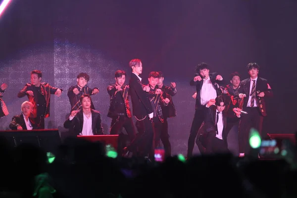 Membros Boy Band Sul Coreana Got7 Apresentam Durante Concerto Turnê — Fotografia de Stock