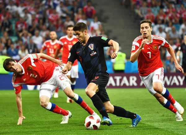 Andrej Kramaric Croácia Centro Dribla Bola Contra Rússia Sua Partida — Fotografia de Stock