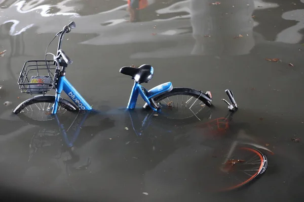 Bisiklet Çin Bisiklet Paylaşım Servisi Motosiklet Bluegogo Bir Altgeçit Köprü — Stok fotoğraf