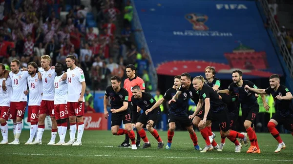Kroatiens Spieler Feiern Nach Dem Sieg Über Dänemark Achtelfinale Der — Stockfoto