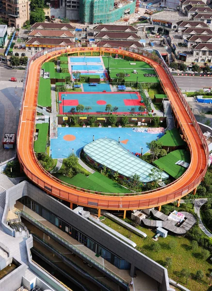 Uma Vista Aérea Estádio Construído Telhado Shopping Center Chongqing China — Fotografia de Stock