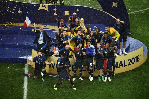 Treinador Didier Deschamps Seus Jogadores França Comemoram Depois Que França — Fotografia de Stock