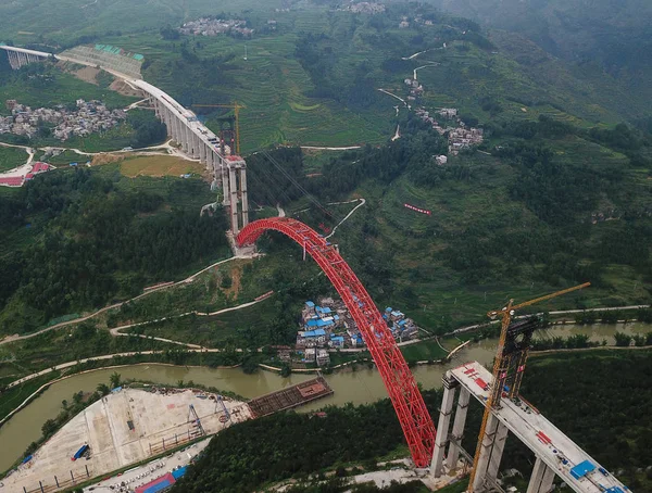 Questa Prospettiva Aerea Chiusura Dell Arco Principale Del Ponte Daxiaojing — Foto Stock