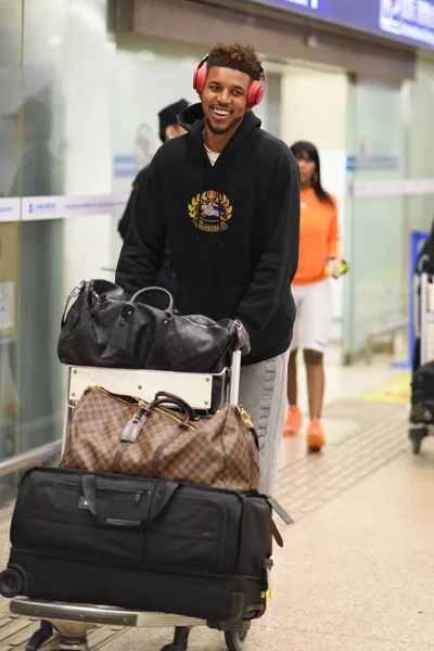 Nba Stjärnan Nick Young Smeknamnet Swaggy Golden State Warriors Anländer — Stockfoto