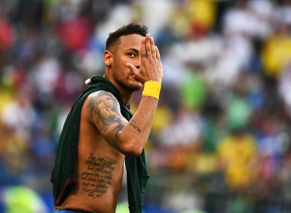 Neymar Von Brasilien Feiert Nach Dem Sieg Über Mexiko Achtelfinale — Stockfoto