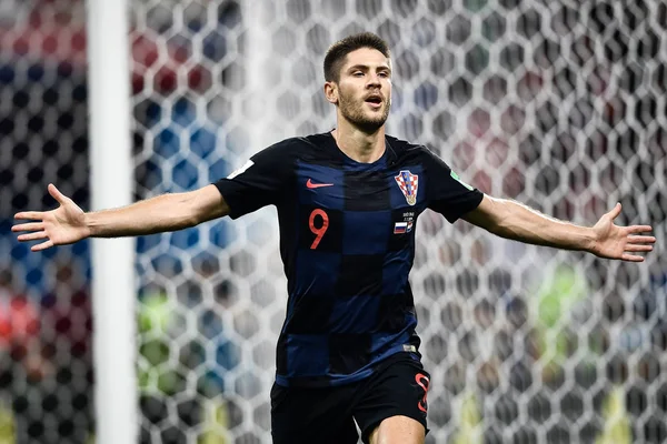 Andrej Kramaric Croatia Reacts Scoring Goal Russia Quarterfinal Match 2018 — Stock Photo, Image