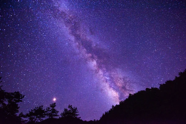 Paisaje Del Cielo Estrellado Sobre Montaña Longquan Ciudad Lishui Provincia —  Fotos de Stock