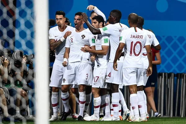 Portugiesische Spieler Jubeln Nach Ihrem Tor Gegen Uruguay Achtelfinale Zwischen — Stockfoto