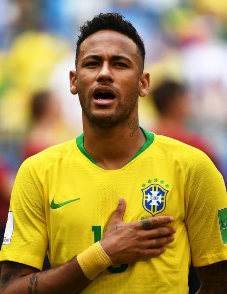 Neymar Brasil Canta Hino Nacional Antes Rodada Jogos Contra México — Fotografia de Stock