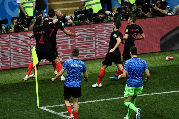 Mario Mandzukic Back Second Left Croatia Celebrates Teammates Scoring Goal — Stock Photo, Image