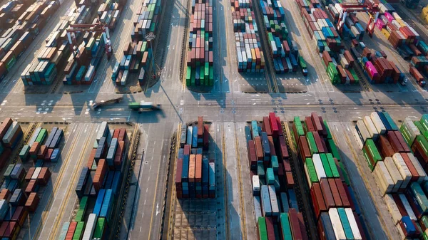 Aerial View Stacks Containers Yangshan Deep Water Port Shanghai China — Stock Photo, Image