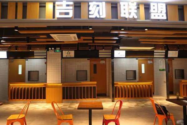 Vue Intérieur Cuisine Commune Qui Fournit Service Emporter Shanghai Chine — Photo