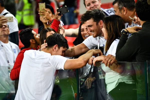 Harry Maguire England Celebrates His Families Friends Defeating Columbia Match — Stock Photo, Image