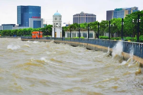 Waves Influenced Strong Wind Caused Typhoon Jongdari 12Th Typhoon Year — Stock Photo, Image