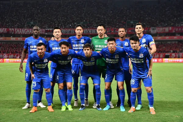 Speler Van Startende Line Van Shanghai Groenland Shenhua Poseren Voor — Stockfoto