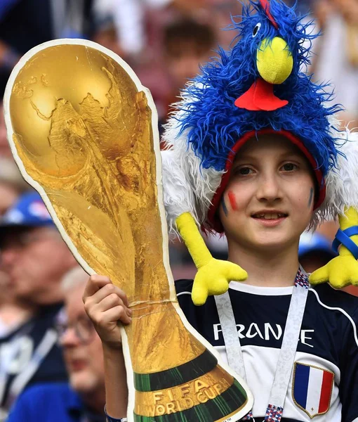 Tifoso Francese Travestito Raffigurato Prima Della Partita Finale Tra Francia — Foto Stock