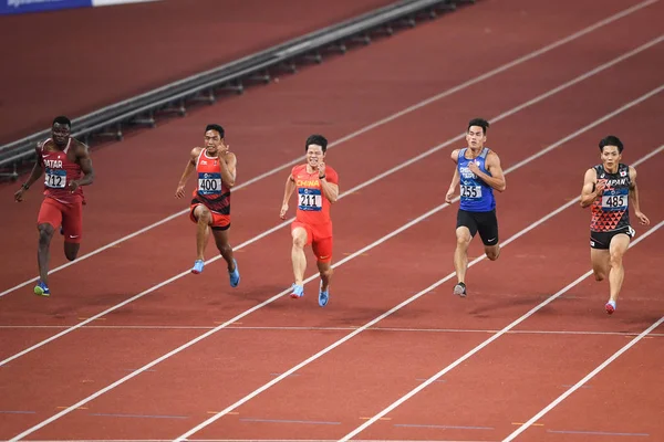 Bingtian Chine Centre Participe Finale 100M Masculin Compétition Athlétisme Lors — Photo