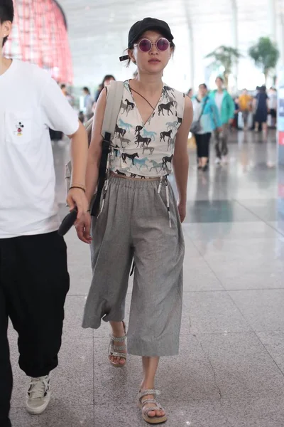 Chinese Actrice Zhou Xun Afgebeeld Als Beijing Capital International Airport — Stockfoto