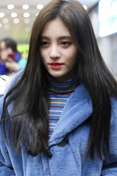 Chinese Zangeres Actrice Jingyi Afgebeeld Shanghai Hongqiao International Airport Shanghai — Stockfoto