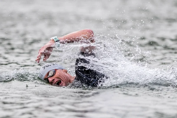 David Dellow Australia Gareggia Nella Gara Nuoto Durante 2018 Ironman — Foto Stock