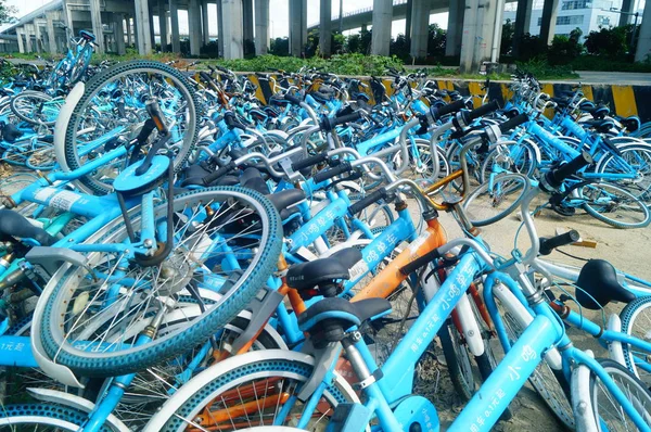 Bicicletas Abandonadas Del Servicio Chino Bicicletas Compartidas Xiaoming Danche Xiaoming —  Fotos de Stock