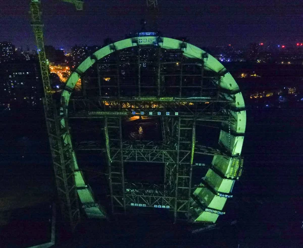 Blick Auf Den Hauptstahlturm Der Huaihai Straßenbrücke Die Über Den — Stockfoto